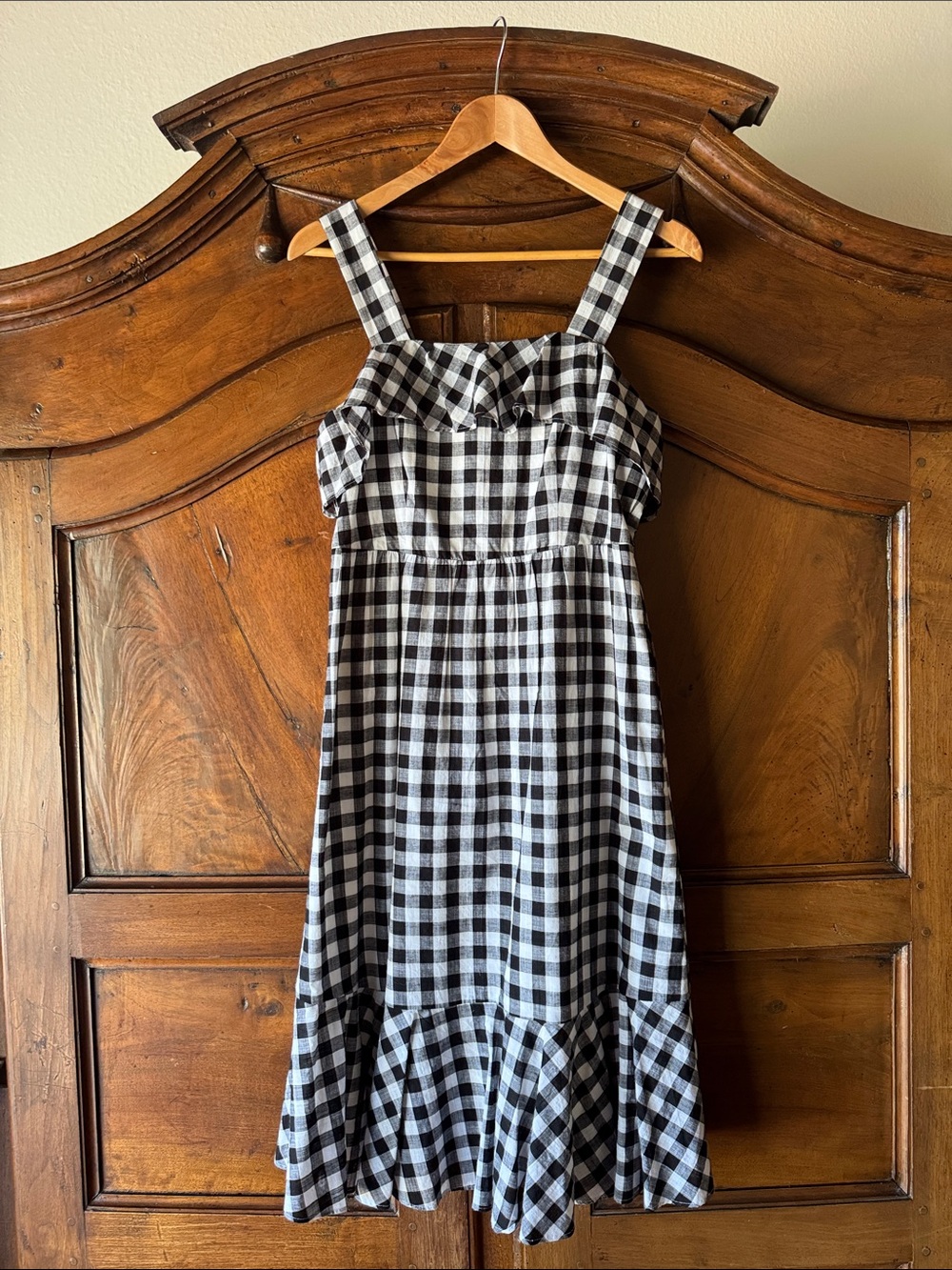 J. Crew Black and White Gingham Midi Dress